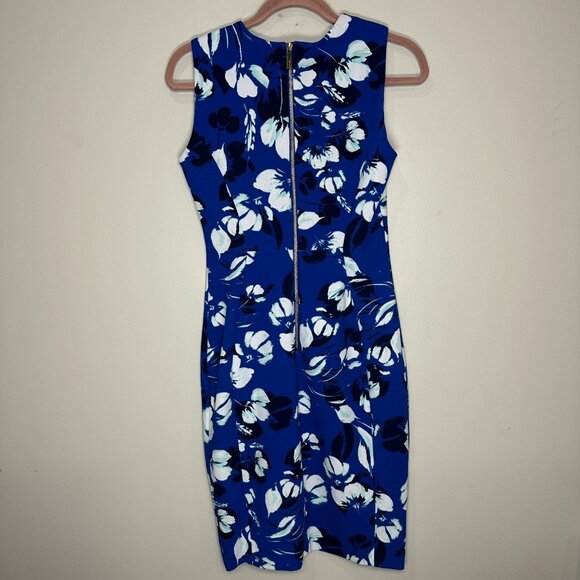 Calvin Klein Sheath Dress Size 6 Floral Blue Career Work Office Professional - Picture 7 of 7